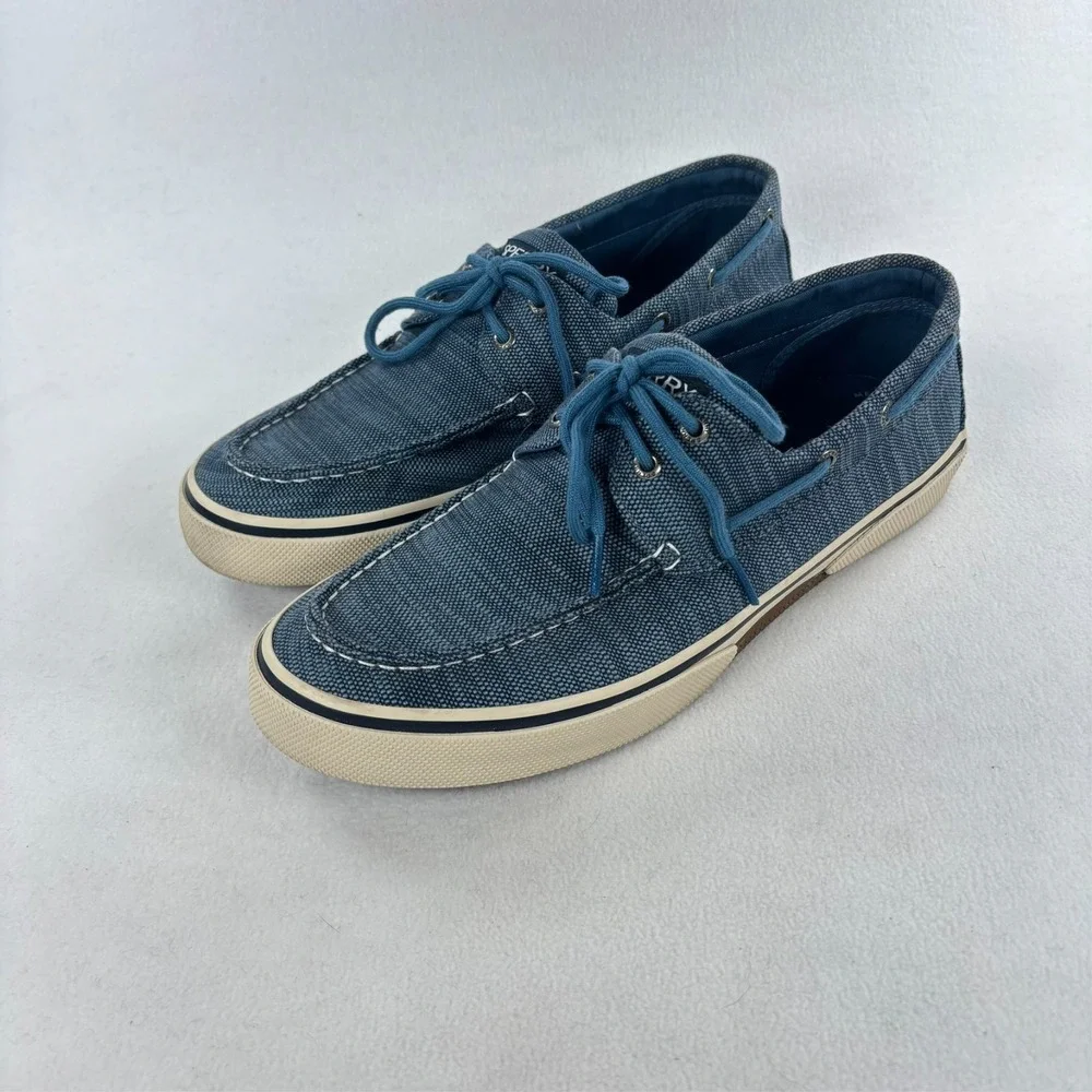 Sperry Top-Sider‎ Boat Shoes SZ 12 Coastal Nautical Canvas Baja Blue Preppy HTF
